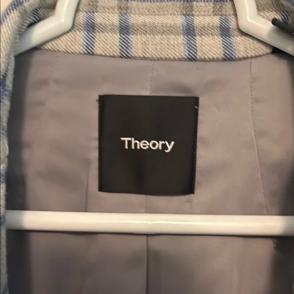 Theory Gray Plaid Women's Coat - Picture 2 of 6
